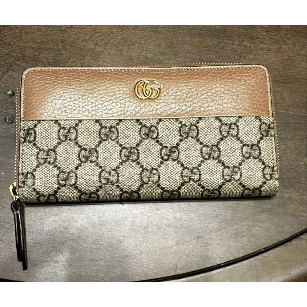 Authentic Gucci GG PINK MARMONT ZIP AROUND WALLET